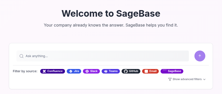 SageBase chat interface showing instant answers